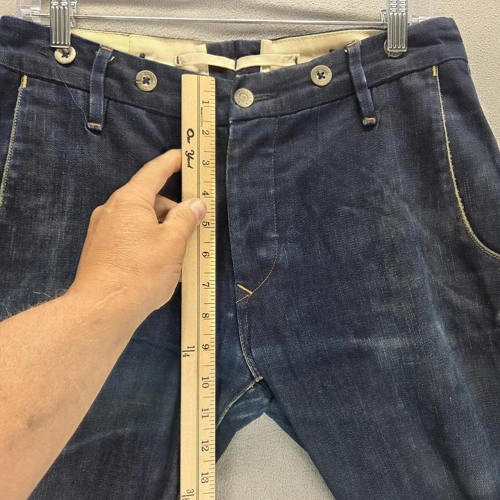Levis Jeans Mens 30x34 Blue Selvedge Made & Crafted Buckle Back Biker Button Fly